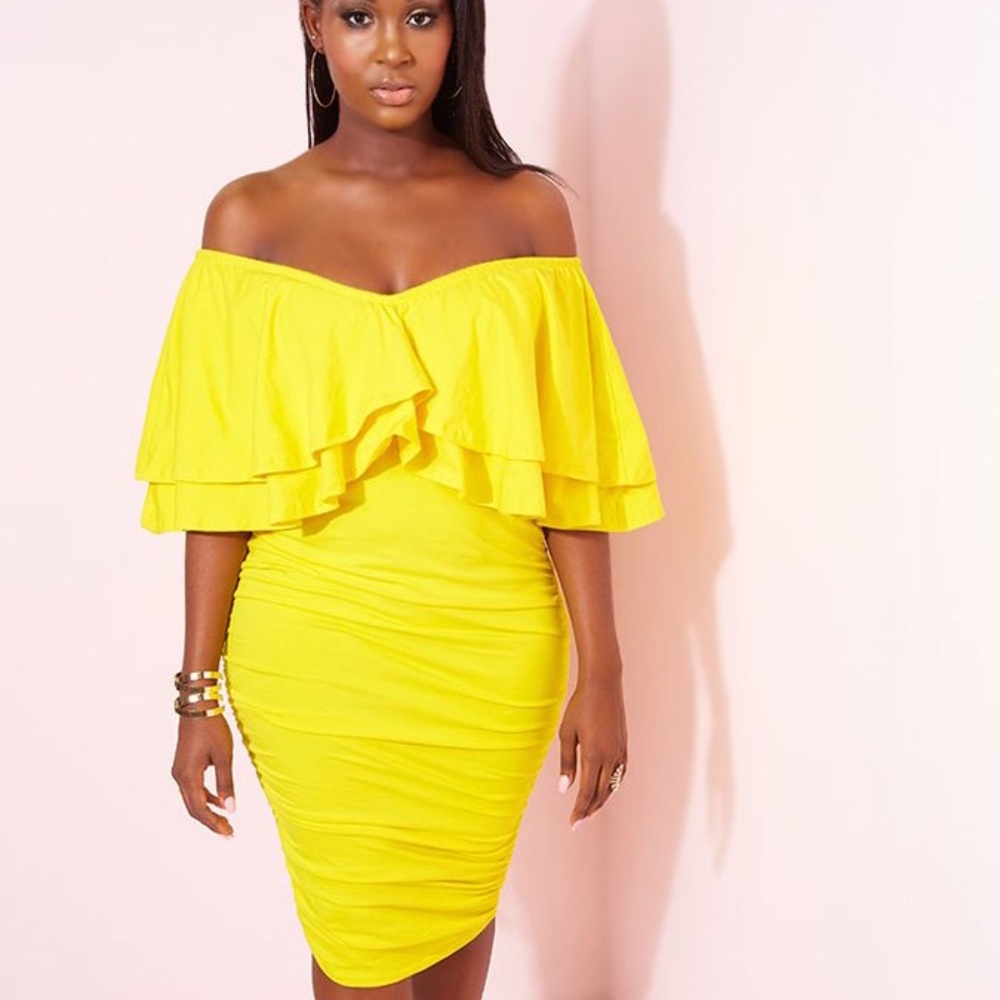 Rebdolls Yellow Midi Dress 5x